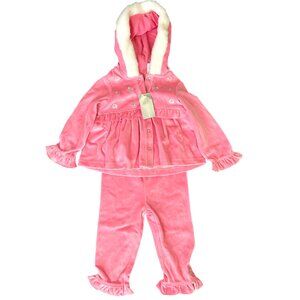 FIRST IMPRESSIONS BABY GIRL 2-PC EMBROIDED VELOUR SET, 18 MONTHS